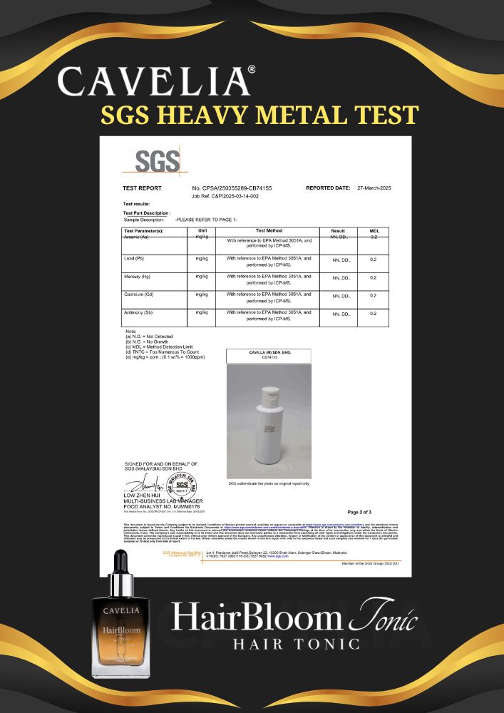 Cavelia Hair Bloom Tonic Heavy Metal Test Cavelia Hair Bloom Tonic Heavy Metal Test